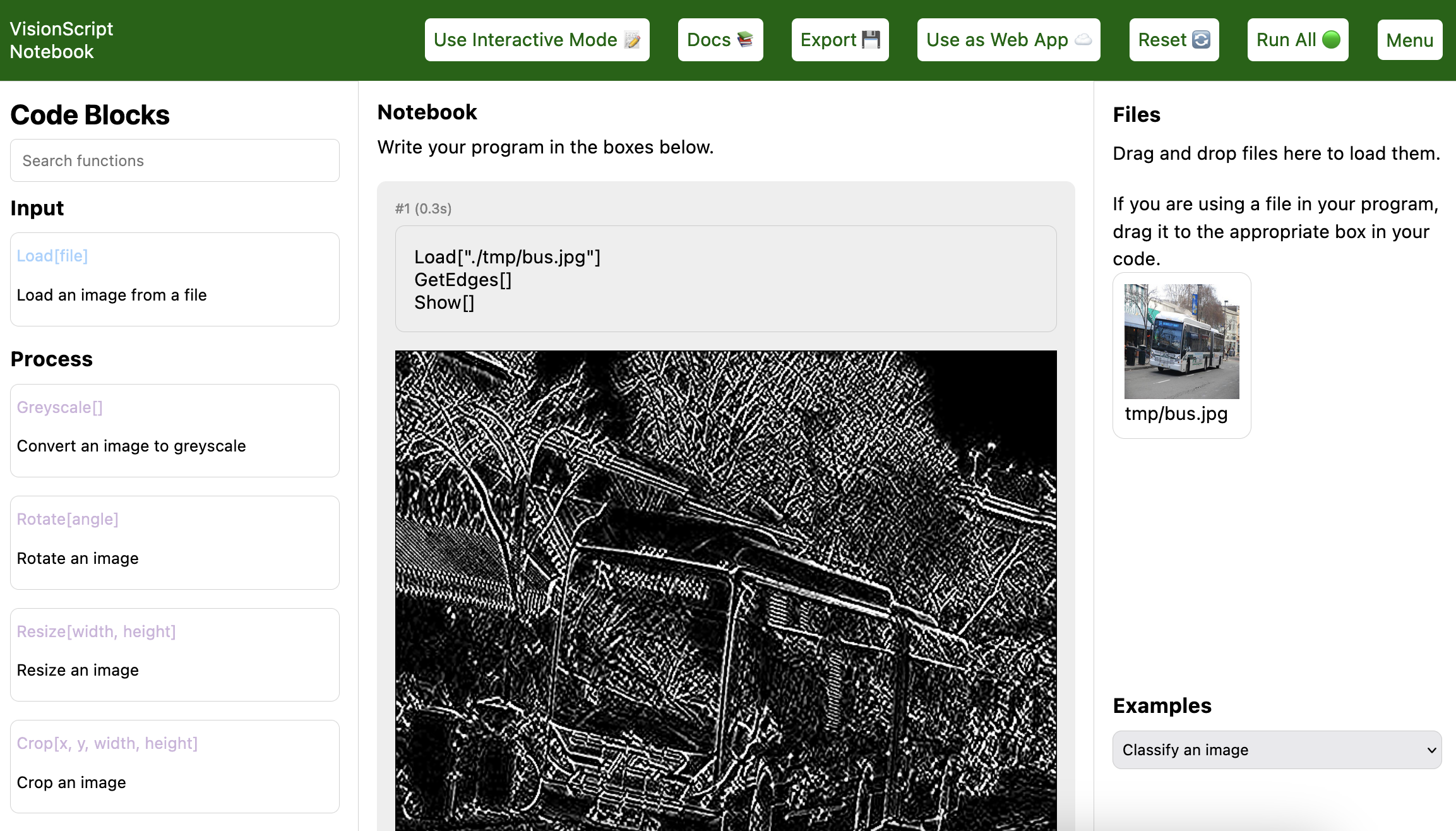 A bus with Sobel edge detection applied to it